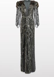 Jenny Packham Xenia Sequin-Embellished Maxi Dress