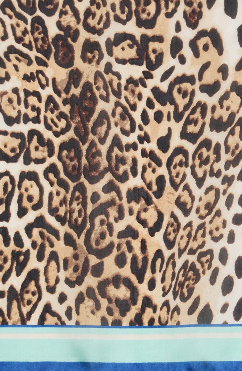 Vince Camuto Leopard Border Square Scarf, Alternate, color, Aqua