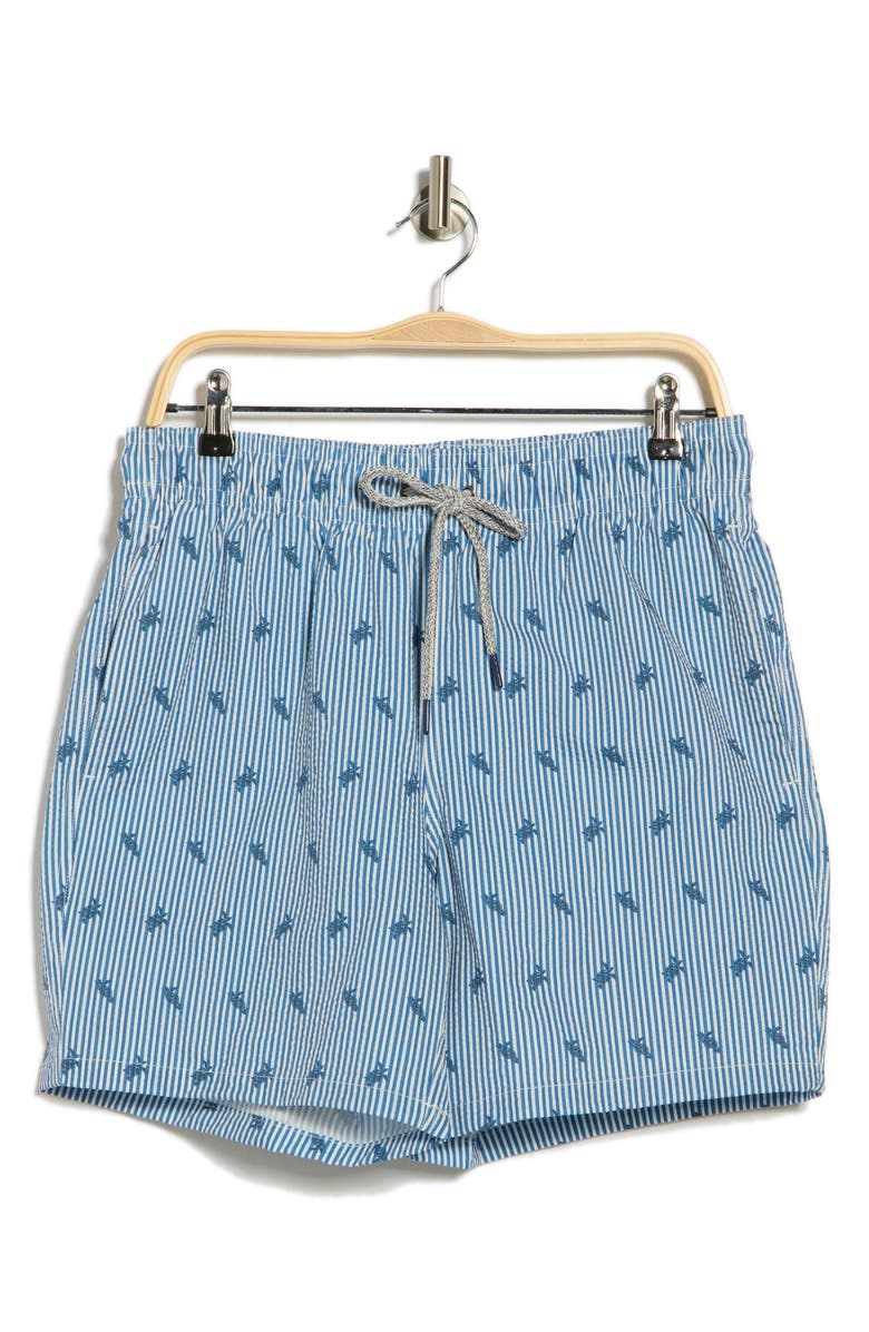 Rainforest Sea Turtles Seersucker Swim Trunks, Alternate, color, Bering Sea