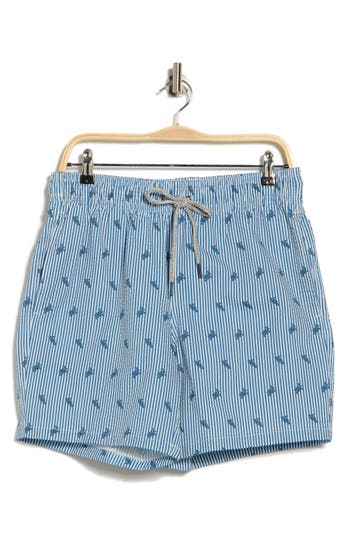Rainforest Sea Turtles Seersucker Swim Trunks In Blue