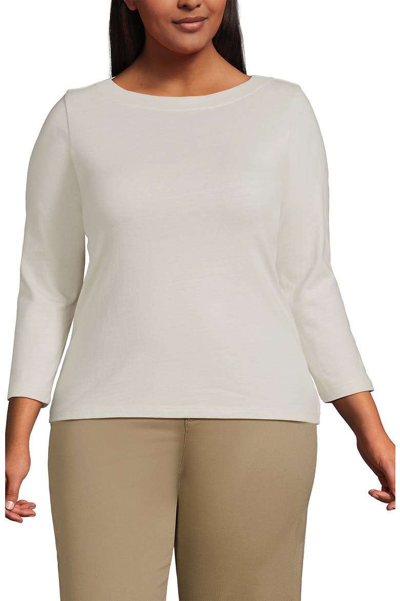 Plus Size Mariner Jersey Boatneck Top, Main, color, Oyster