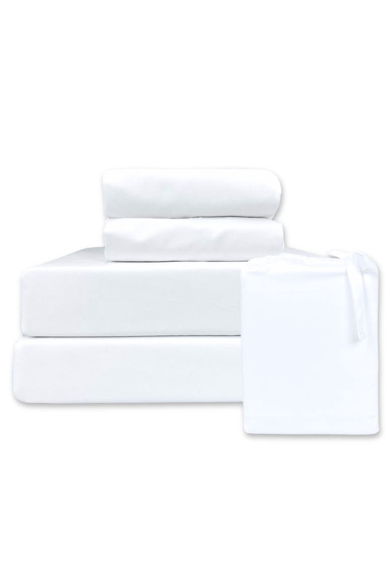 Melange Viscose Cotton Sheet Set - Breathable & Cozy Comfort, Alternate, color, Snow