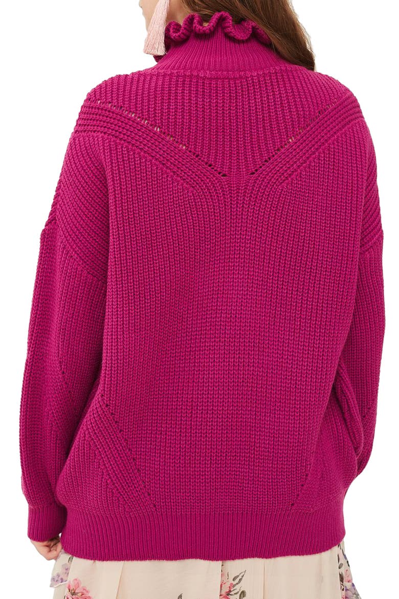Frill Neck Sweater, Alternate, color, BRIGHT PINK