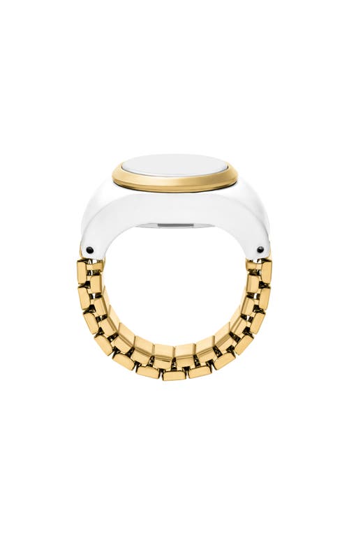 Fossil Women's Two-hand Gold-tone Stainless Steel Ring Watch, 15mm In White