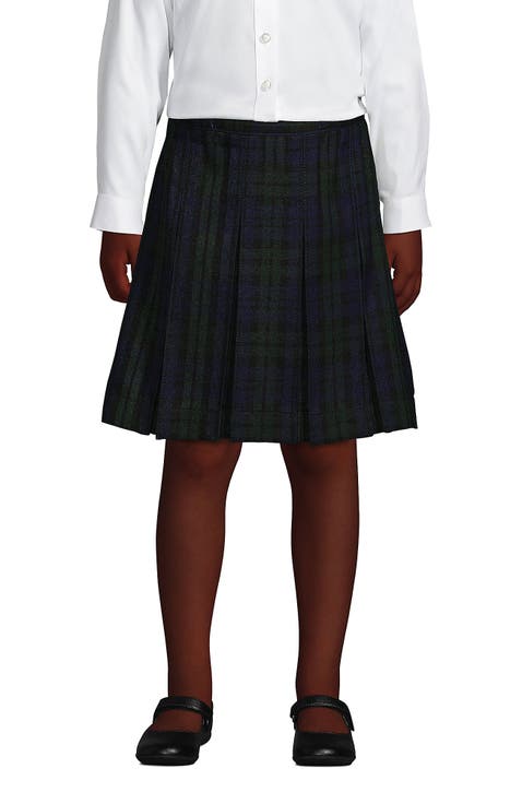 School Uniform Girls Plaid Box Pleat Skirt Top of the Knee