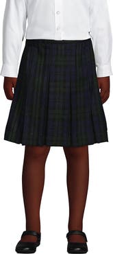 Lands' End School Uniform Girls Plaid Box Pleat Skirt Top of the Knee