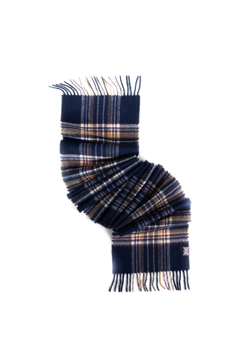 Prince of Scots Fringed Merino Wool Scarf, Alternate, color, Navy Stewart