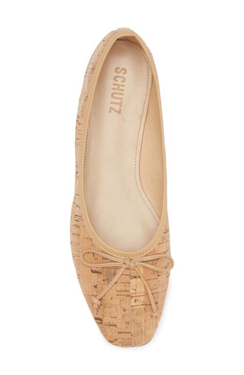 Schutz Arissa Square Toe Ballet Flat In Natural/light Wood