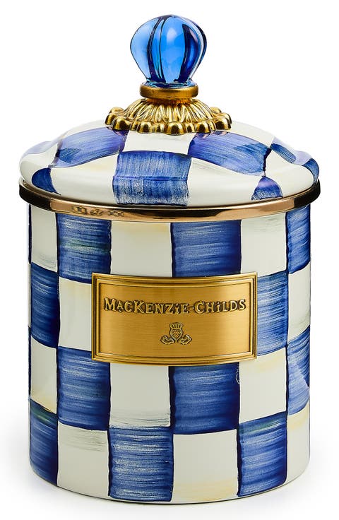 Royal Check Enameled Steel Small Canister