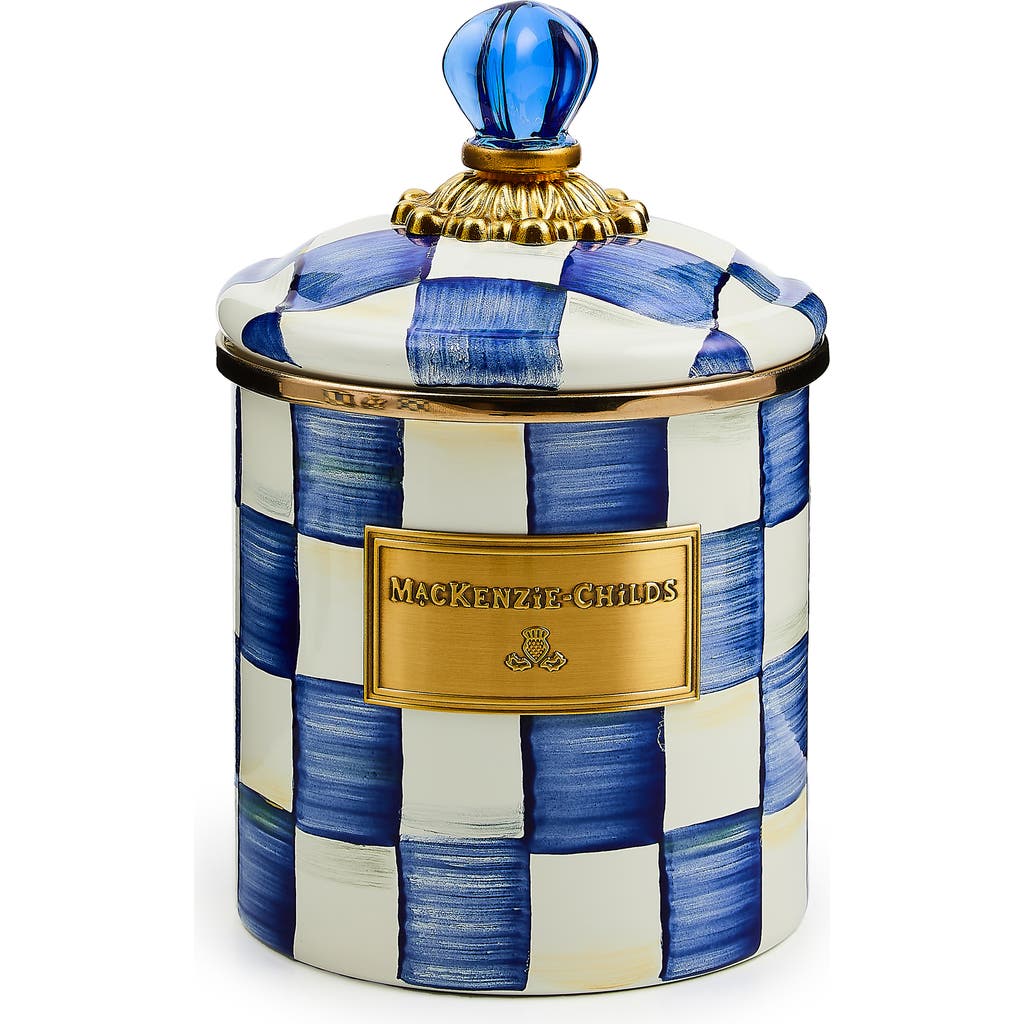 Mackenzie-childs Mackenzie Childs Royal Check Enameled Steel Small Canister