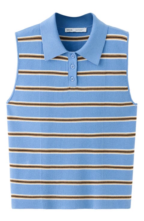 Stripe Rib Polo Vest