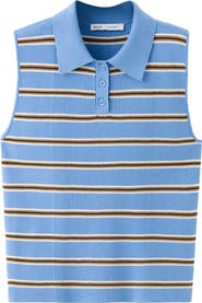 MANGO Stripe Rib Polo Vest