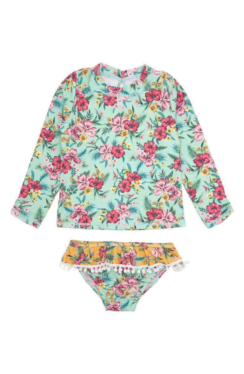 Feather 4 Arrow Kids' Sandy Toes Two-Piece Rashguard Swimsuit, Main, color, 