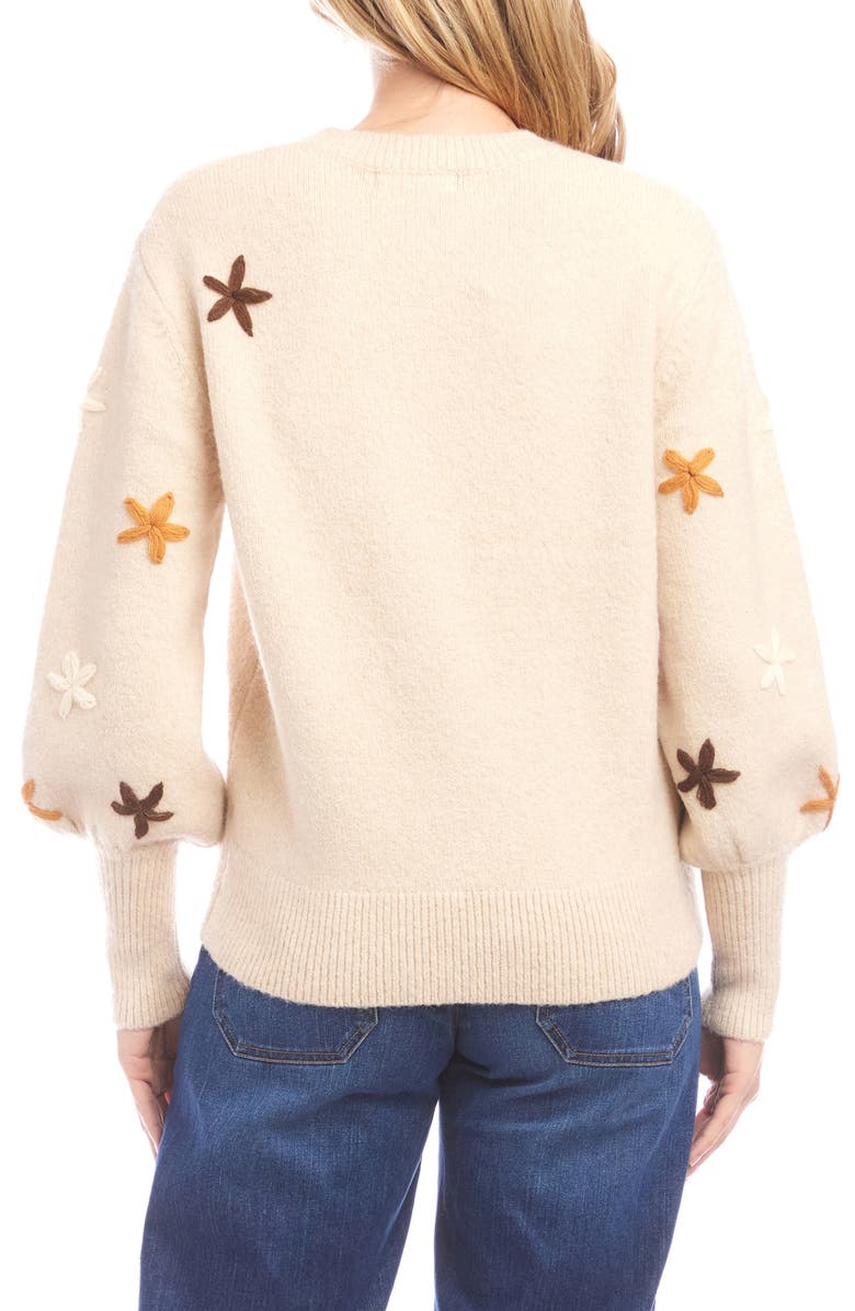Karen Kane Embroidered Flower Sweater, Alternate, color, Ecru