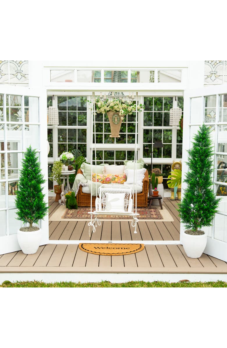 NEARLY NATURAL 4-ft UV Resistant Artificial Cypress Tower Tree, Alternate, color, Green