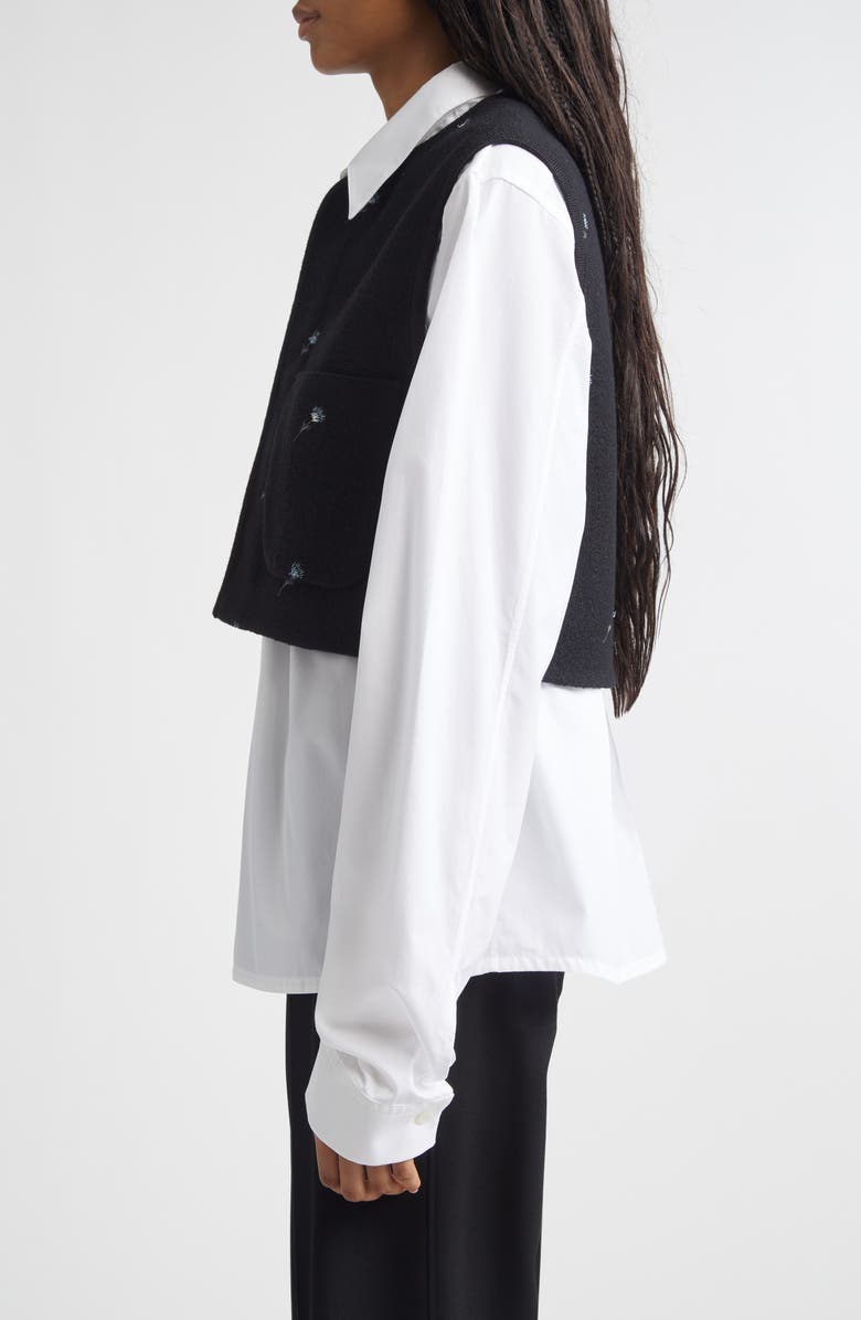 RIER Walker Floral Embroidered Wool Vest, Alternate, color, Black Flowers Felted