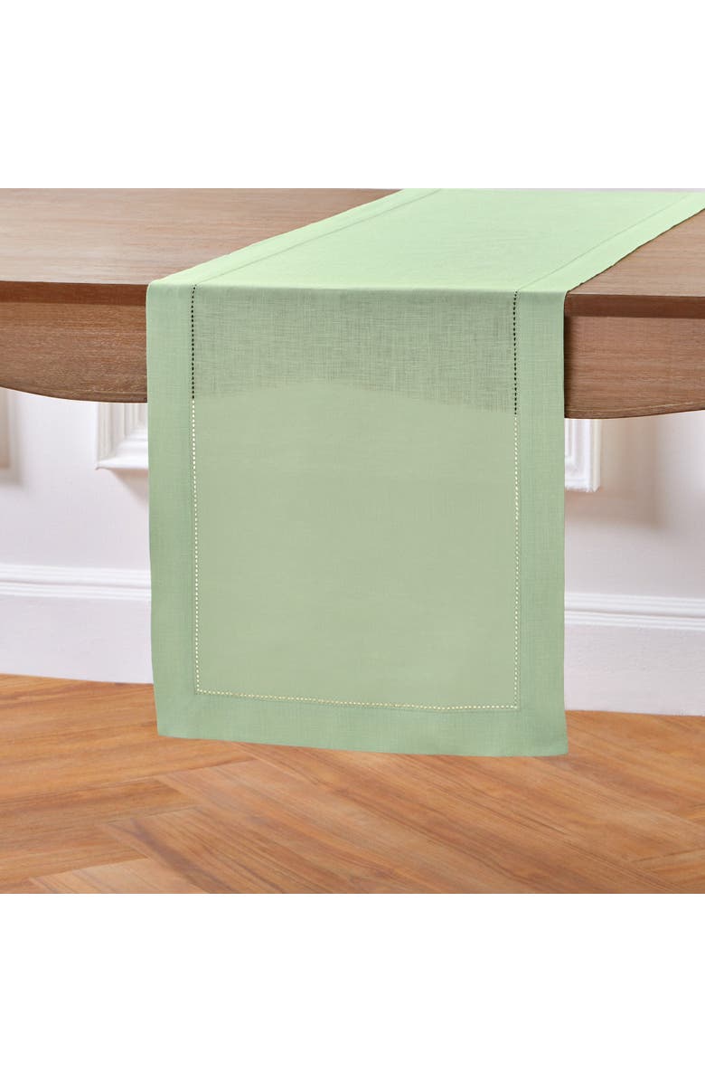 Solino Home Linen Table Runner for Dining Table, Holiday and Everyday Table Decor - Classic Hemstitch, Main, color, 