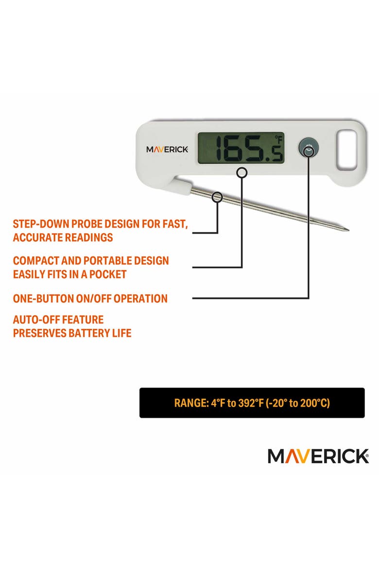 Folding Probe Digital Thermometer, Alternate, color, White