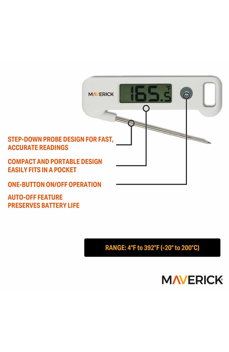 Maverick Folding Probe Digital Thermometer, Alternate, color, White