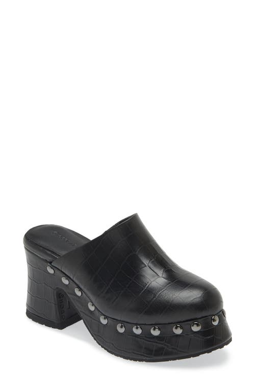 Chocolat Blu Hester Platform Clog in Black Crocodile 