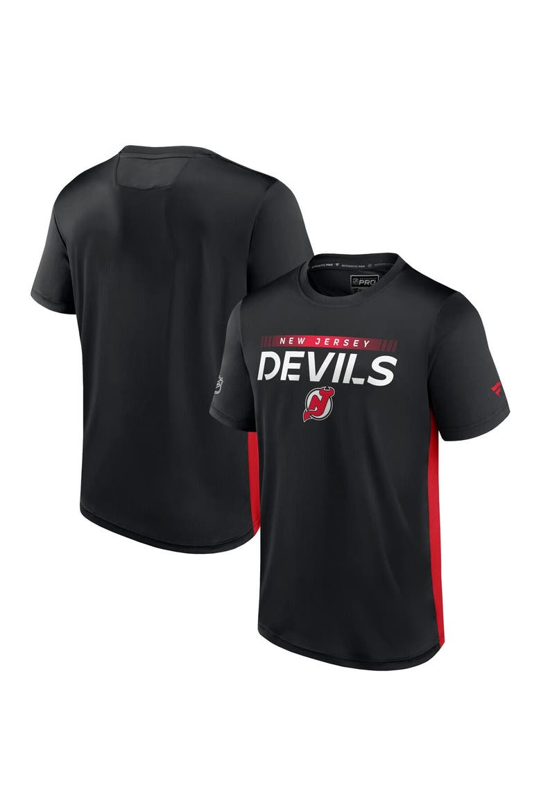 Men's Fanatics Branded Black/Red New Jersey Devils Authentic Pro Rink Tech T-Shirt, Main, color, Black