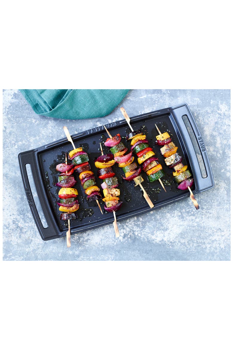 Enameled Cast Iron Double Burner Griddle, Alternate, color, MATTE BLACK