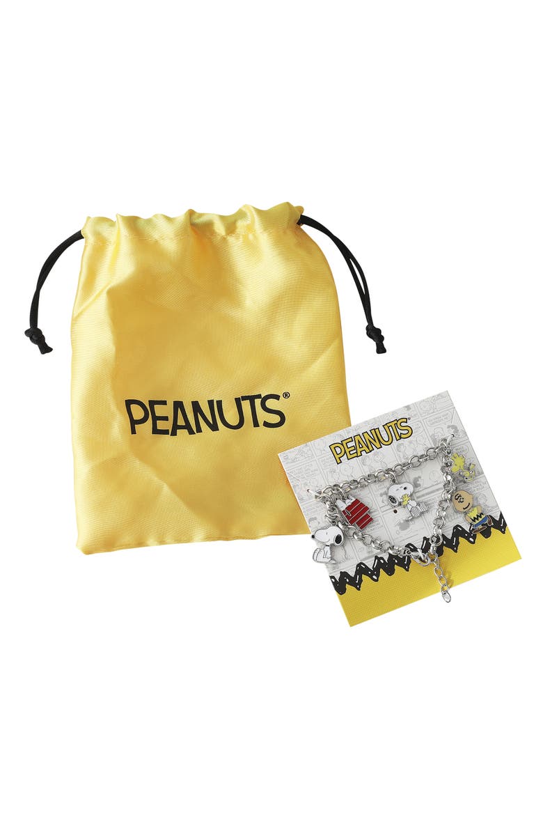 Snoopy, Woodstock, Charlie Brown Charm Bracelet, Alternate, color, Silver