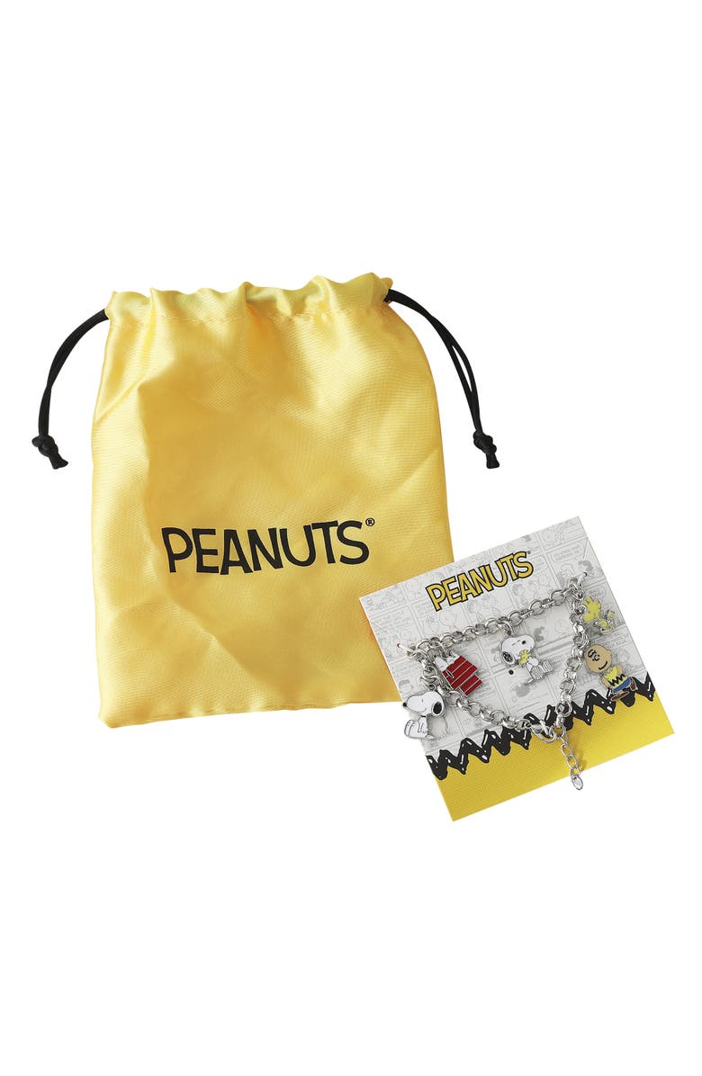 PEANUTS Snoopy, Woodstock, Charlie Brown Charm Bracelet, Alternate, color, Silver