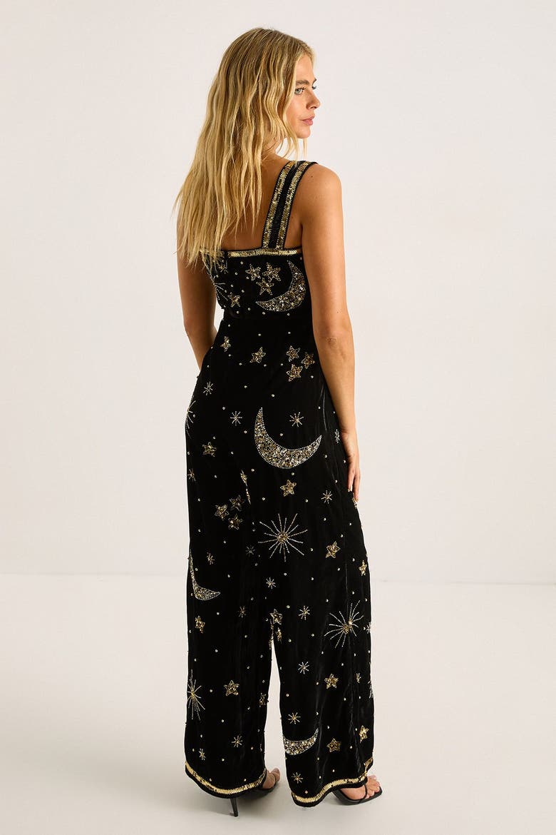 Velvet Celestial Square Neck Jumpsuit, Alternate, color, Black