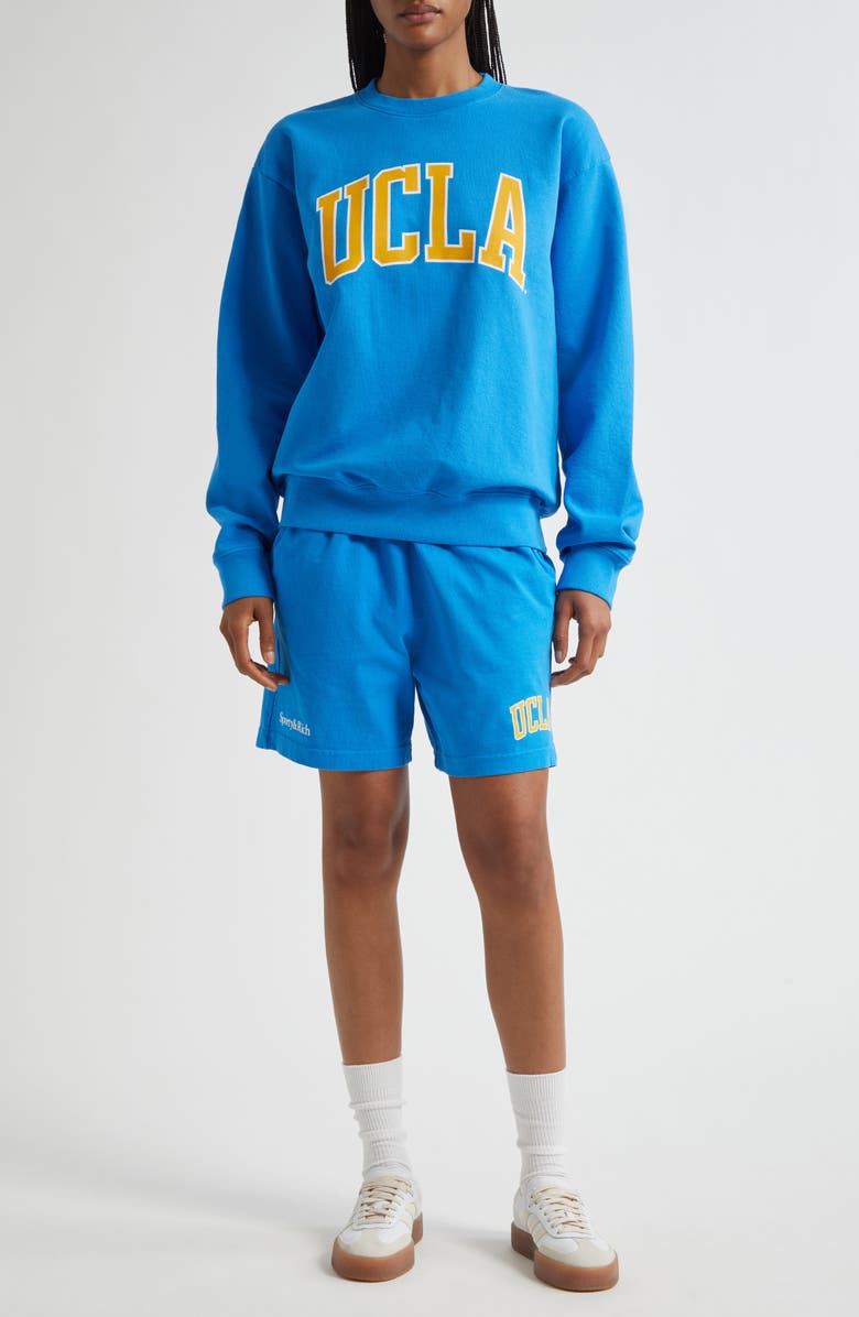 Sporty & Rich UCLA Ivy Fleece Graphic Gym Shorts, Alternate, color, Bruin Blue