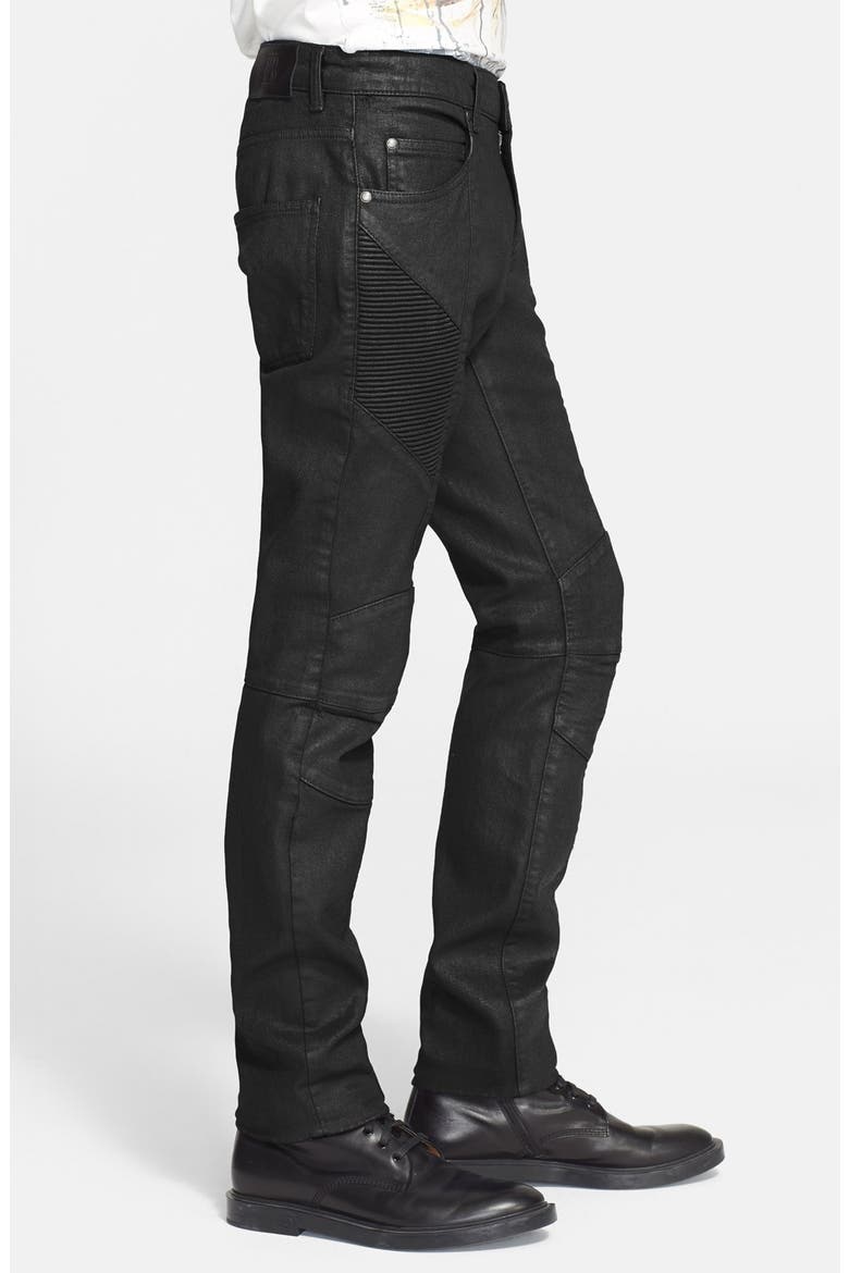 Coated Moto Jeans, Alternate, color, BLACK