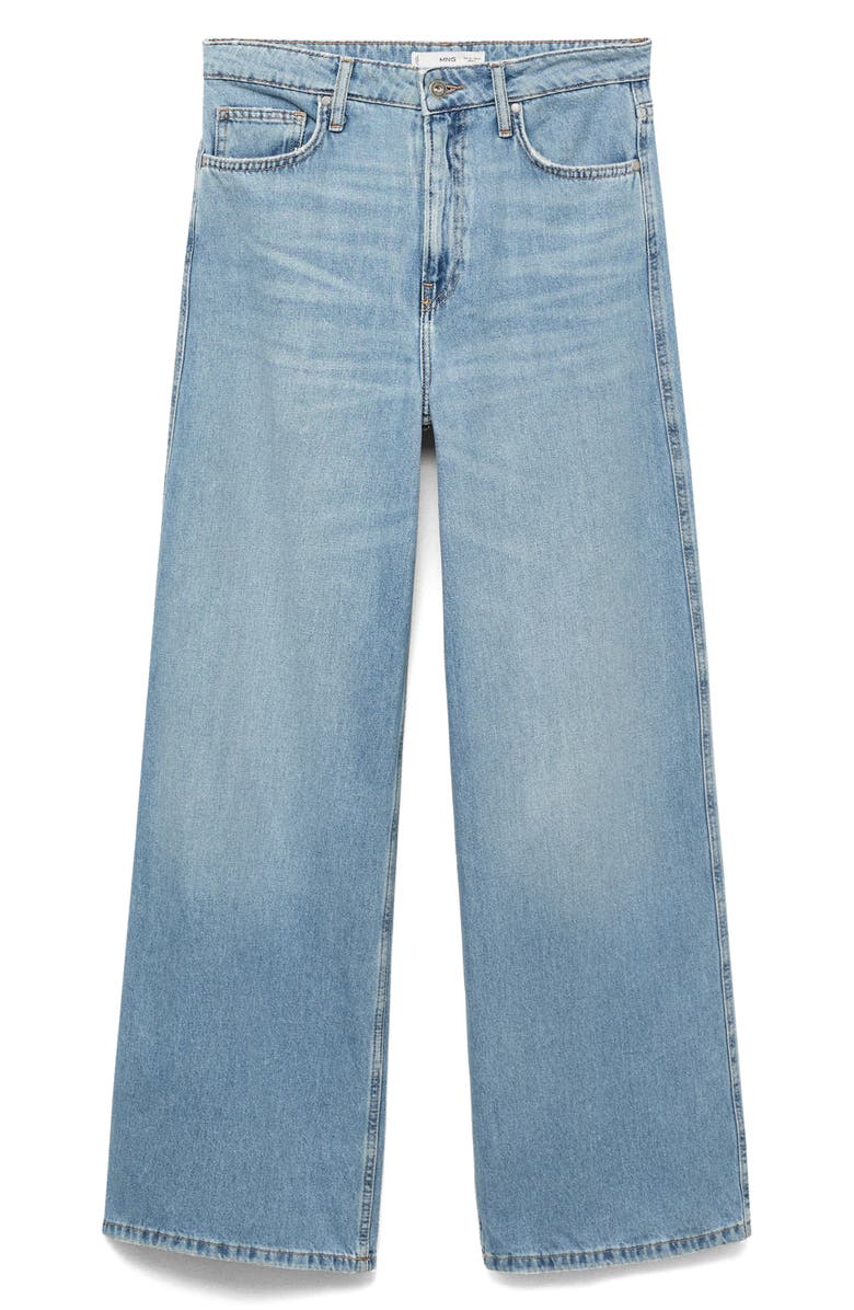 MANGO High Waist Wide Leg Jeans, Main, color, Medium Blue