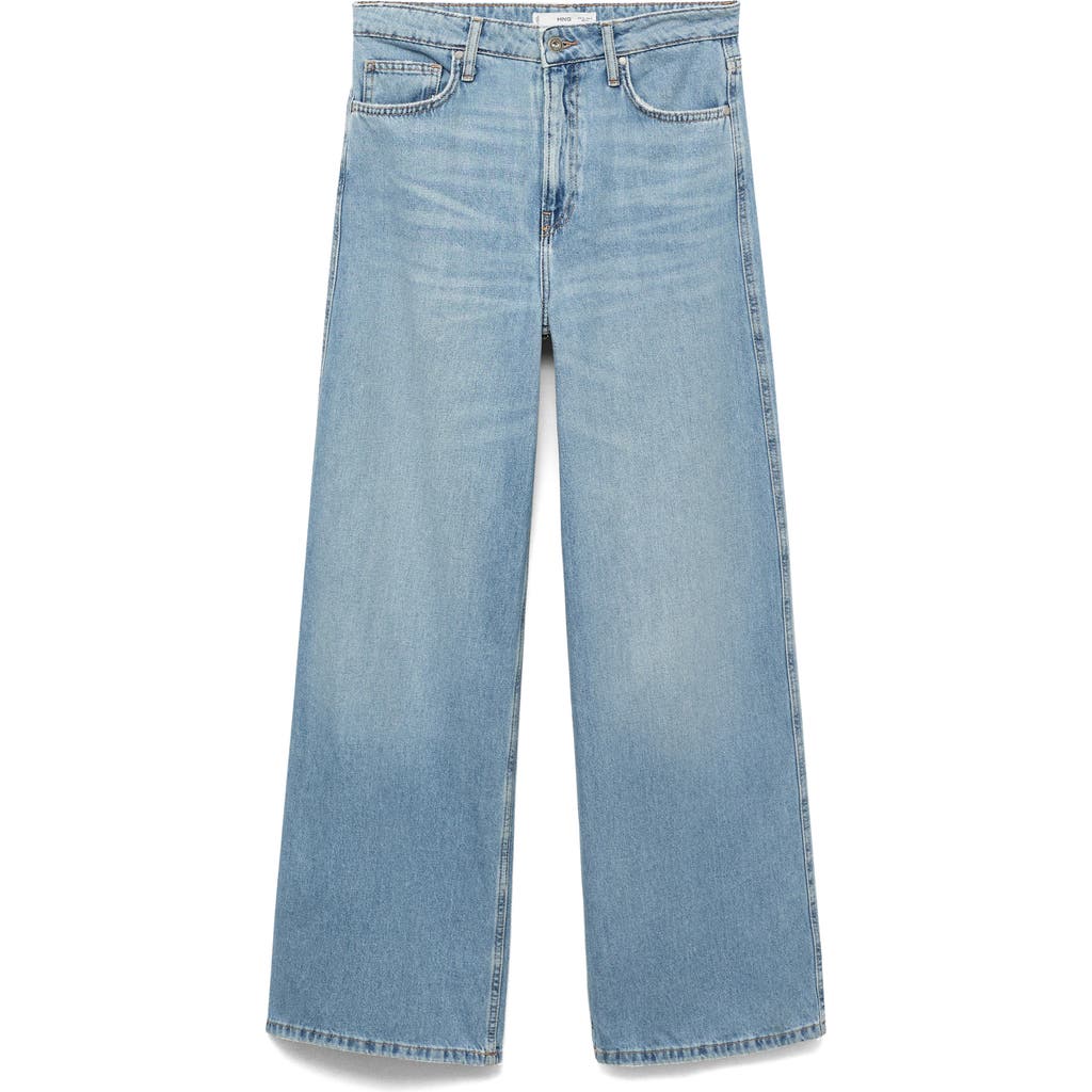 Mango High Waist Wide Leg Jeans In Blue