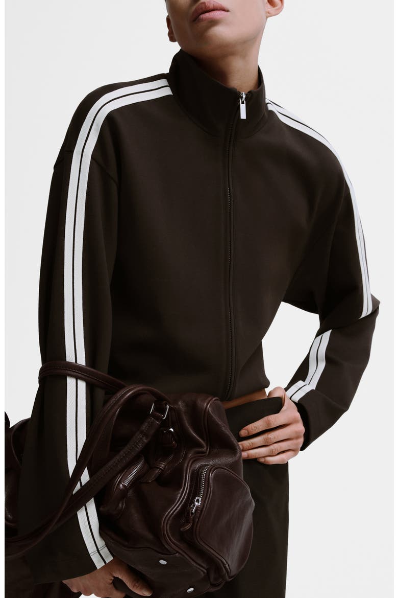 Stripe Front Zip Jacket, Main, color, BROWN
