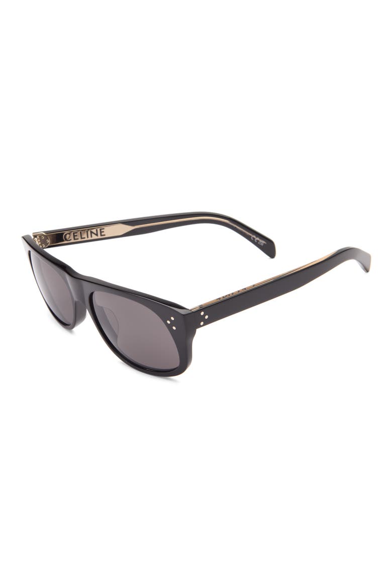 3 Dots Geometric Sunglasses, Alternate, color, SHINY BLACK / SMOKE