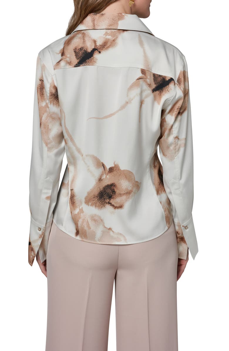 Donna Karan New York Floral Print Button-Up Shirt, Alternate, color, Light Tuscan Grey Mult