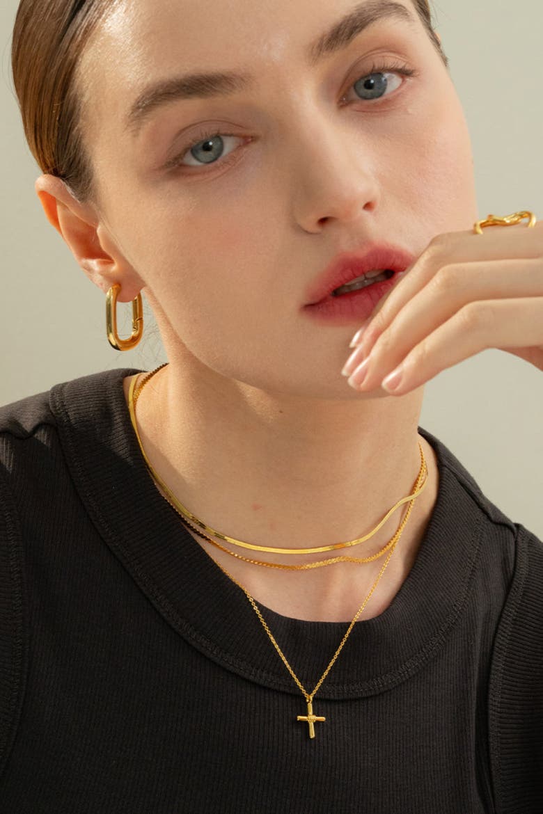 Sterling Silver 18k Gold Plated Caroline Necklace Dainty Minimalist, Alternate, color, Gold
