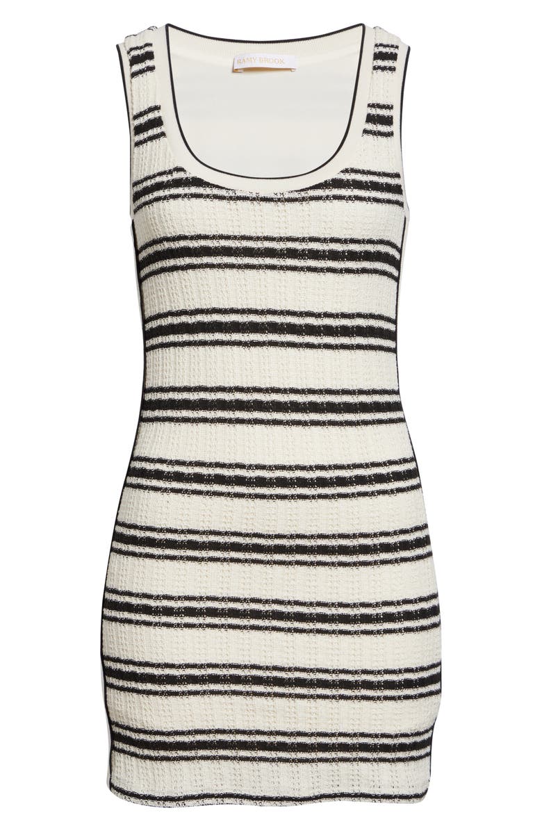 Ramy Brook Nylah Stripe Knit Tank Dress, Alternate, color, Black Stripe