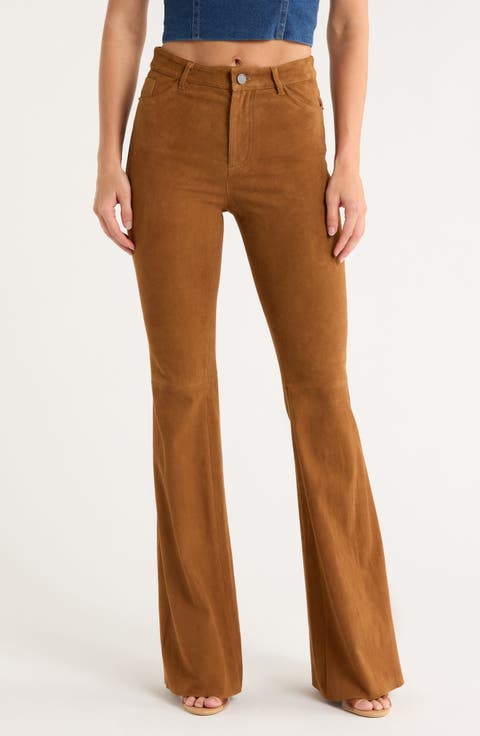 Brent High Waist Suede Flare Pants