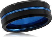 BLACKJACK Black & Blue Tungsten Ring
