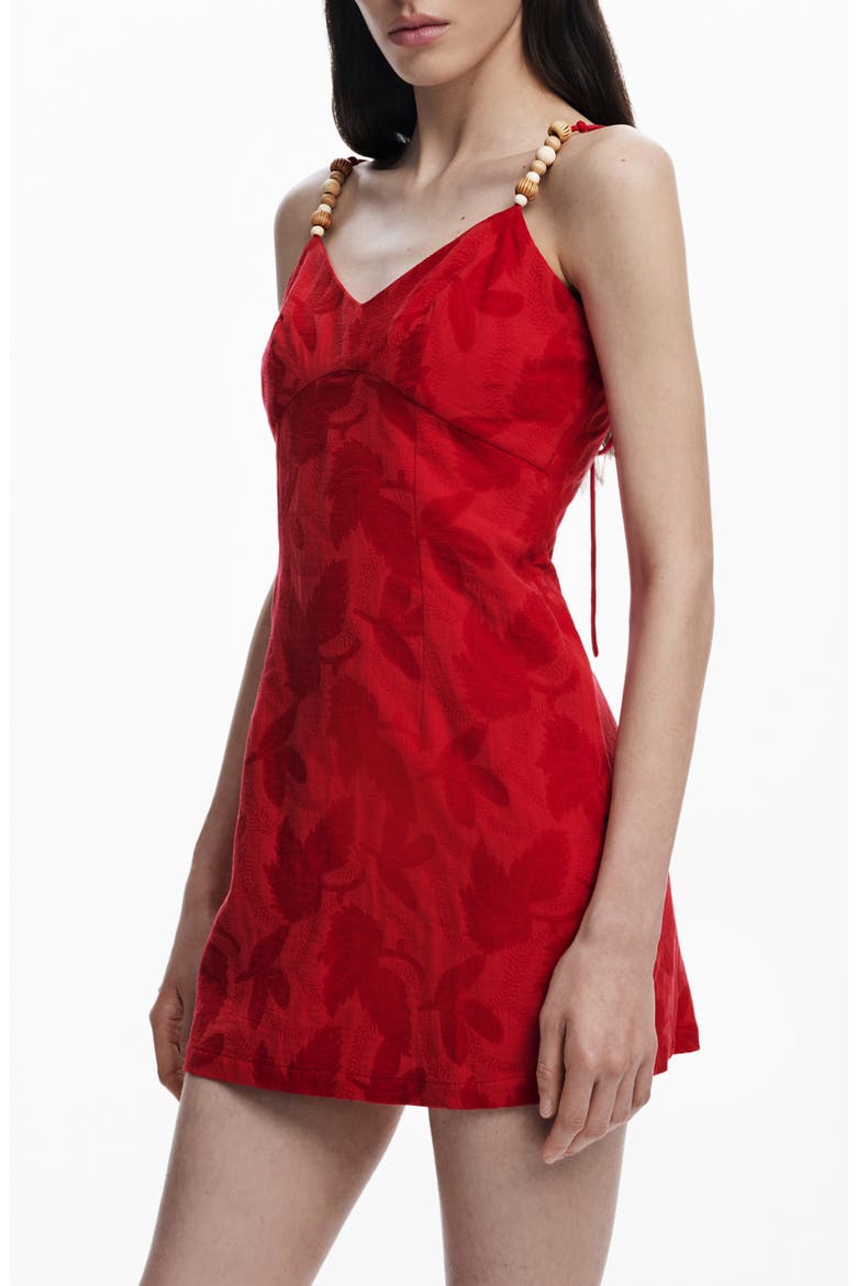 Floral Jacquard Minidress, Alternate, color, ORANGE RED