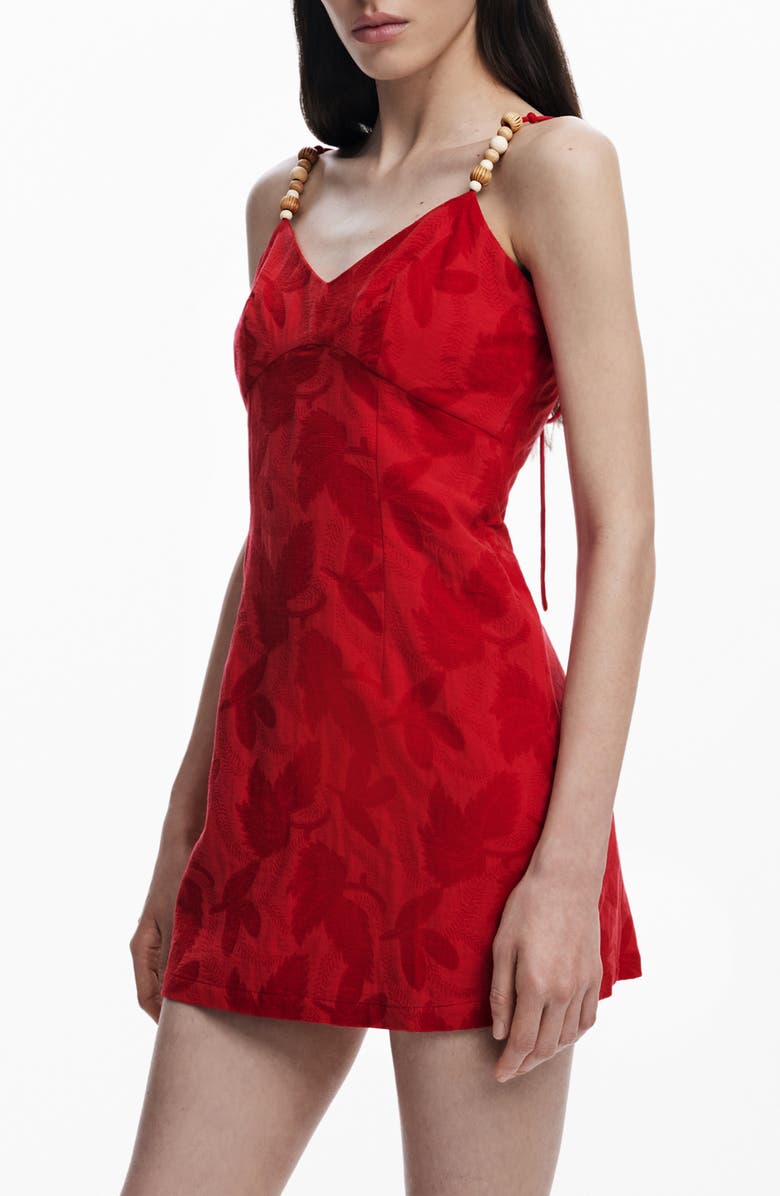 Desigual Floral Jacquard Minidress, Alternate, color, Orange Red