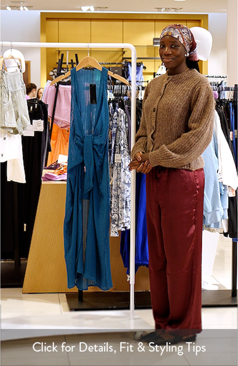Mita Plunge Sleeveless Tie Front Semisheer Cotton Cover-Up Dress, sales video thumbnail