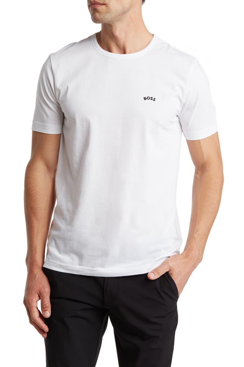 Cotton Curved Logo T-Shirt, Main, color, WHITE