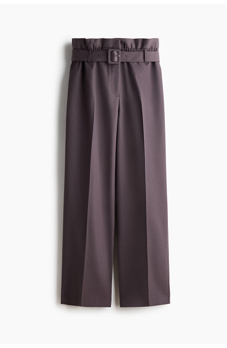 H&M Belted Wool-blend Trousers, Main, color, Dusty Purple