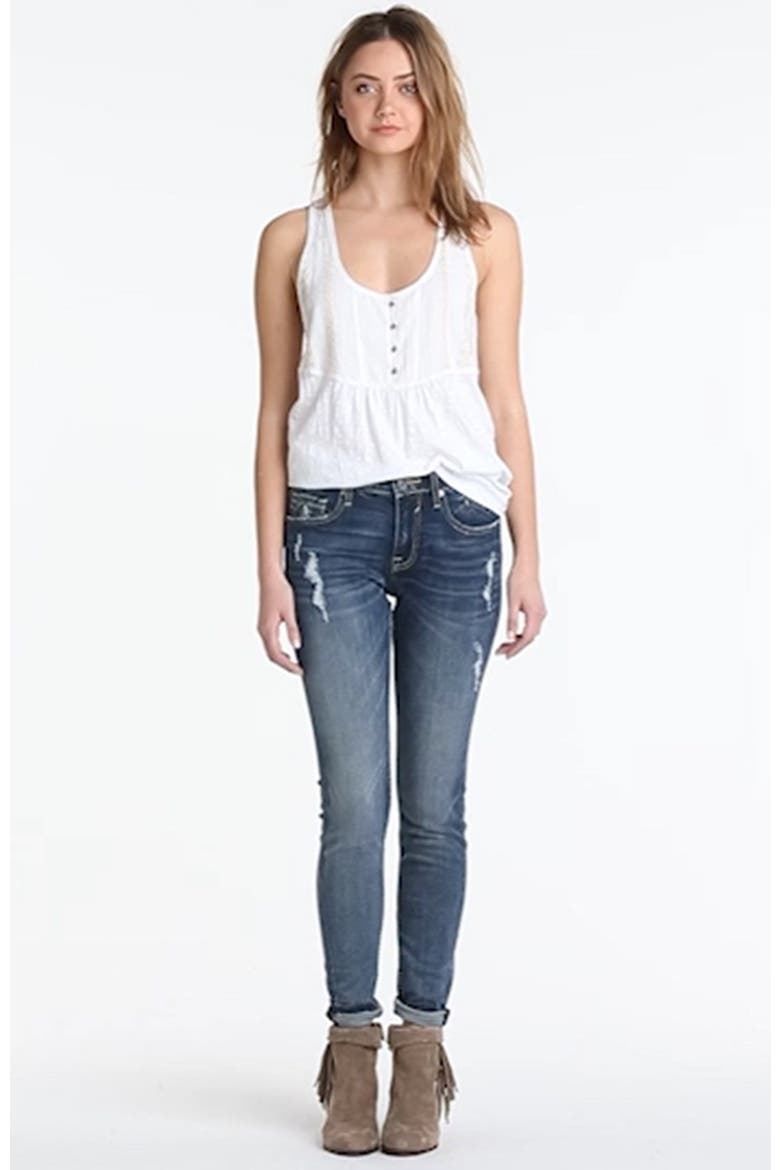 'Dublin' Distressed Skinny Jeans, Alternate, color, MEDIUM WASH