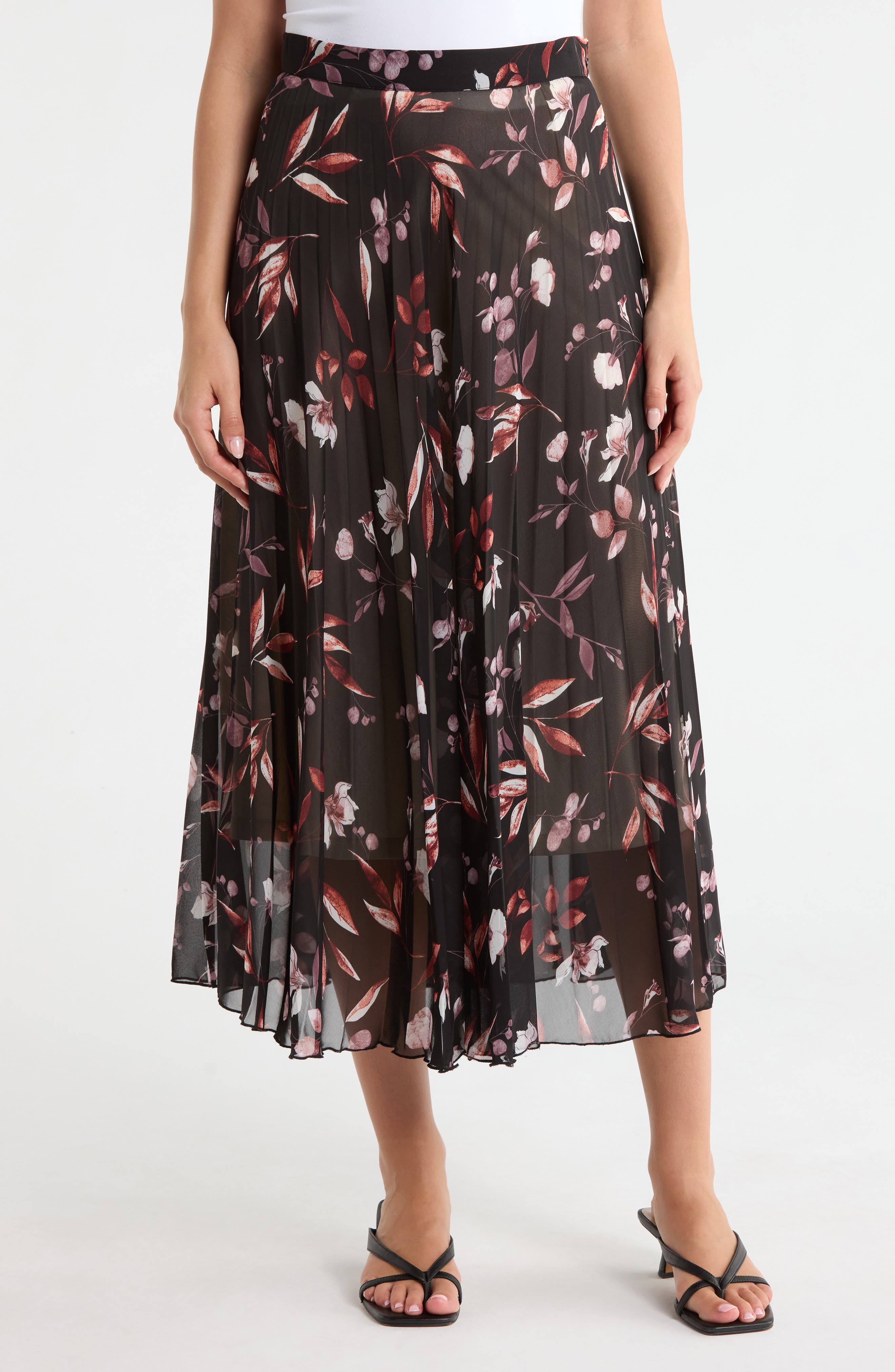 Joie Floral Pleated Midi Skirt