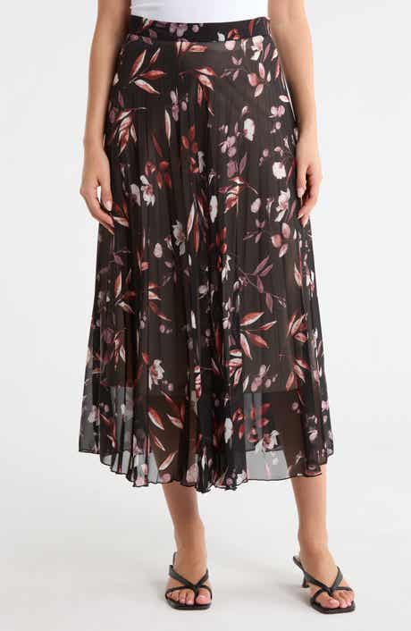 Joie Floral Pleated Midi Skirt