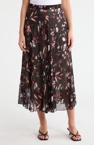 Joie Floral Pleated Midi Skirt
