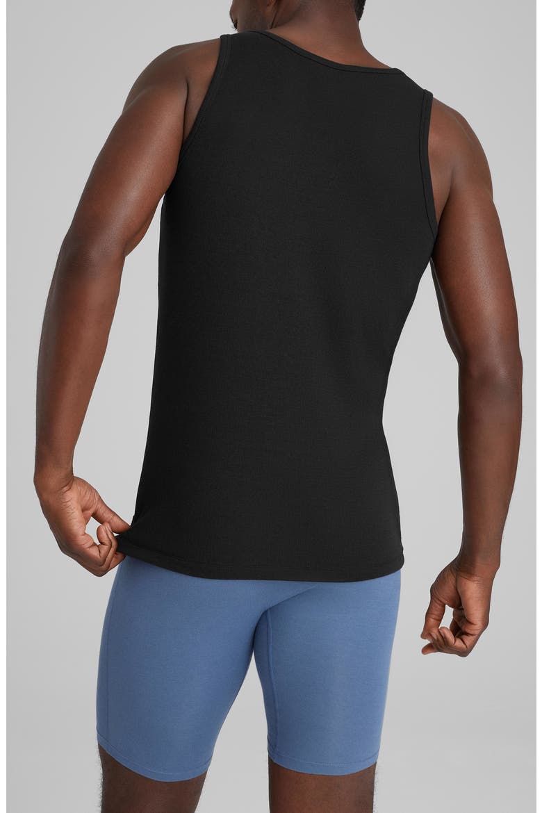 Men's Cool Stretch Cotton 3-Pack Rib Tanks, Alternate, color, BLACK